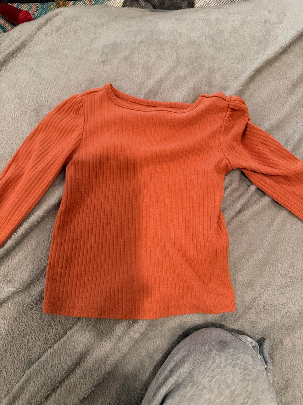 wonder nation Orange Ribbed Long Sleeve Tee